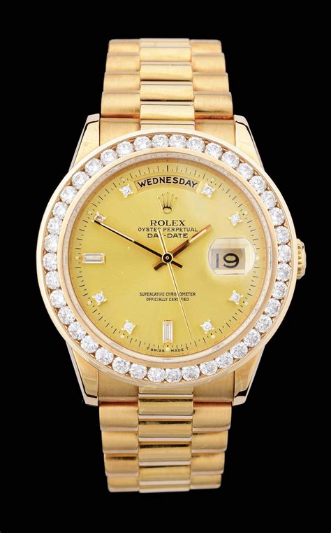 rolex day date replica automatic full gold diamond bezel president|rolex diamond bezel prices.